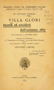 Cover of: Villa Glori by Pio Vittorio Ferrari