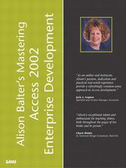 Cover of: Alison Balter's Mastering Access 2002 Enterprise Development by Alison Balter