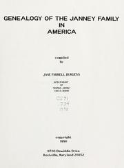Cover of: Genealogy of the Janney family in America