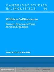 Cover of: Children's Discourse: Person, Space and Time across Languages