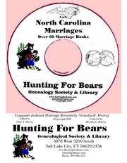 Cover of: NC Marriage Records Index: Computer Indexed North Carolina Marriage Records by Nicholas Russell Murray