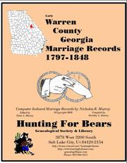 Early Warren County Georgia Marriage Records 1699-1805 by Nicholas Russell Murray