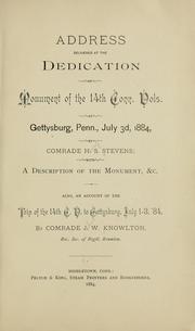 Cover of: Address delivered at the dedication of monument of the 14th Conn. vols. at Gettysburg. by H. S. Stevens