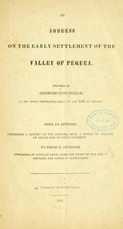 Cover of: An address on the early settlement of the valley of Pequea.
