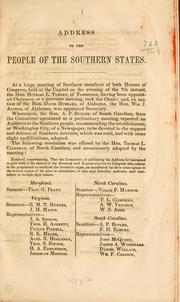 Cover of: An address to the people of the southern states.