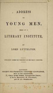 Cover of: Address to young men: read at a literary institute