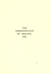 Cover of: The administration of Ireland, 1920