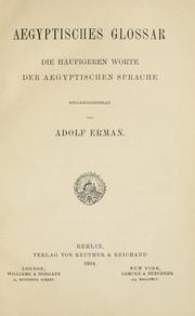 Cover of: Aegyptisches Glossar by Adolf Erman