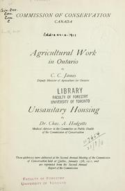 Cover of: Agricultural work in Ontario: Unsanitary housing, by Chas. A. Hodgetts