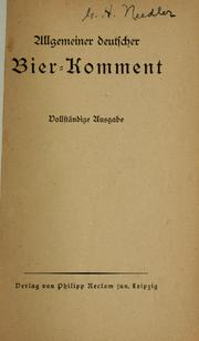 Cover of: Allgemeiner deutsche Bier-Comment by 