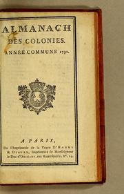Cover of: Almanach des colonies by 