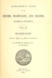 Cover of: Alphabetical index of births, marriages and deaths, recorded in Providence... by Providence. City Registrar.
