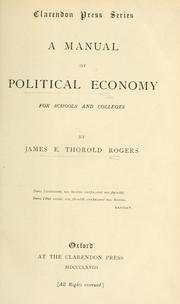 Cover of: manual of political economy for schools and colleges