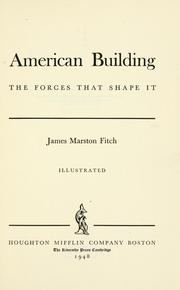 Cover of: American building by James Marston Fitch