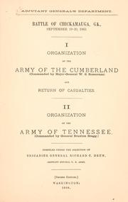 Battle of Chickamauga, Ga., September 19-20, 1863 by United States. Adjutant-General's Office.