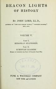 Cover of: Beacon lights of history by Lord, John