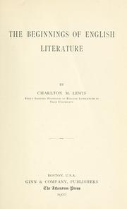 Cover of: The beginnings of English literature