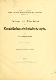 Cover of: Beitrag zur kenntniss der Comatulidenfauna des Indischen Archipels. by Clemens Cornelius Hartlaub