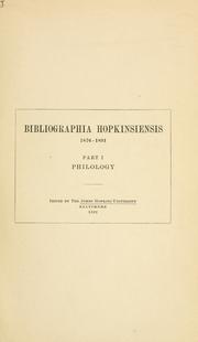 Cover of: Bibliographia Hopkinsiensis, 1876-1891.