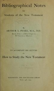 Cover of: Bibliographical notes for students of the New Testament