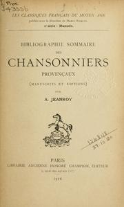 Cover of: Bibliographie sommaire des chansonniers provençaux (manuscrits et éditions)