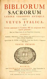 Cover of: Bibliorum Sacrorum latinae versiones antiquae by Pierre Sabatier