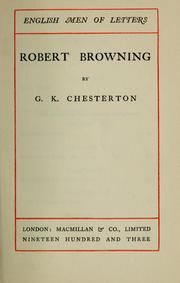 Cover of: Robert Browning by Gilbert Keith Chesterton