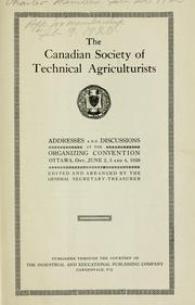 Cover of: The Canadian Society of Technical Agriculturists by Canadian Society of Technical Agriculturists.