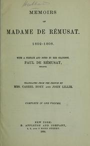 Cover of: Memoirs of Madame de Rémusat, 1802-1808