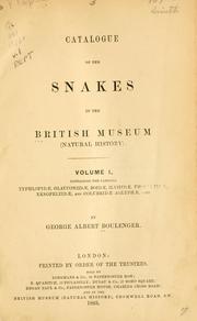 Cover of: Catalogue of the snakes in the British Museum (Natural History) ...