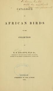 Cover of: Catalogue of African birds in the collection of R.B. Sharpe.