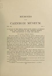 Cover of: A catalog of the Ophidia from South America at present (June, 1916) contained in the Carnegie museum with descriptions of some new species by Lawrence Edmonds Griffin