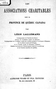 Cover of: Les associations charitables dans la province de Québec (Canada)