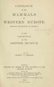 Cover of: Catalogue of the mammals of Western Europe by British Museum (Natural History). Department of Zoology