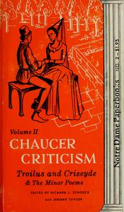 Cover of: Chaucer criticism by Richard J. Schoeck