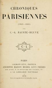 Cover of: Chroniques parisiennes (1804-1845).