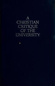 Cover of: A Christian critique of the university by Malik, Charles Habib