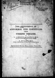 Cover of: The dependence of abnormal eye conditions upon uterine diseases