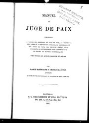 Cover of: Manuel du juge de paix by Raoul Dandurand