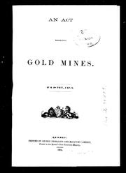 An Act respecting gold mines by Canada