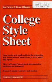 Cover of: College style sheet by Jon Furberg