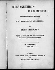 Cover of: Brief sketches of C.M.S. missions: designed to provide material for missionary addresses