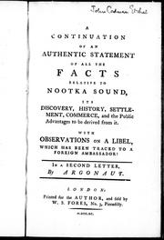 Cover of: A continuation of an authentic statement of all the facts relative to Nootka Sound by Argonaut