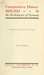 Cover of: Comparative history, 1878-1914