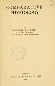 Cover of: Comparative physiology by Lancelot Thomas Hogben