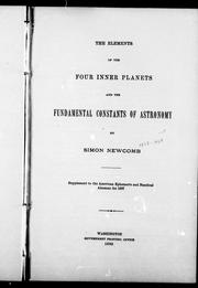 Cover of: The elements of the four inner planets and the fundamental constants of astronomy