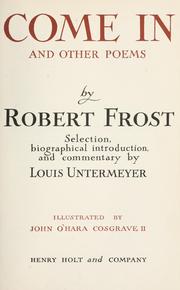 Cover of: Come in and other poems by Robert Frost