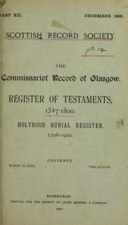 The commissariot record of Glasgow by Glasgow (Commissariot)