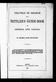 Cover of: Travels in search of a settler's guide-book of America and Canada