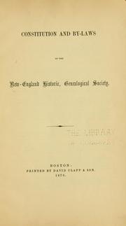 Cover of: Constitution and by-laws of the New-England historic